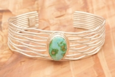 Navajo Jewelry Genuine Sonoran Turquoise Sterling Silver Branch Bracelet